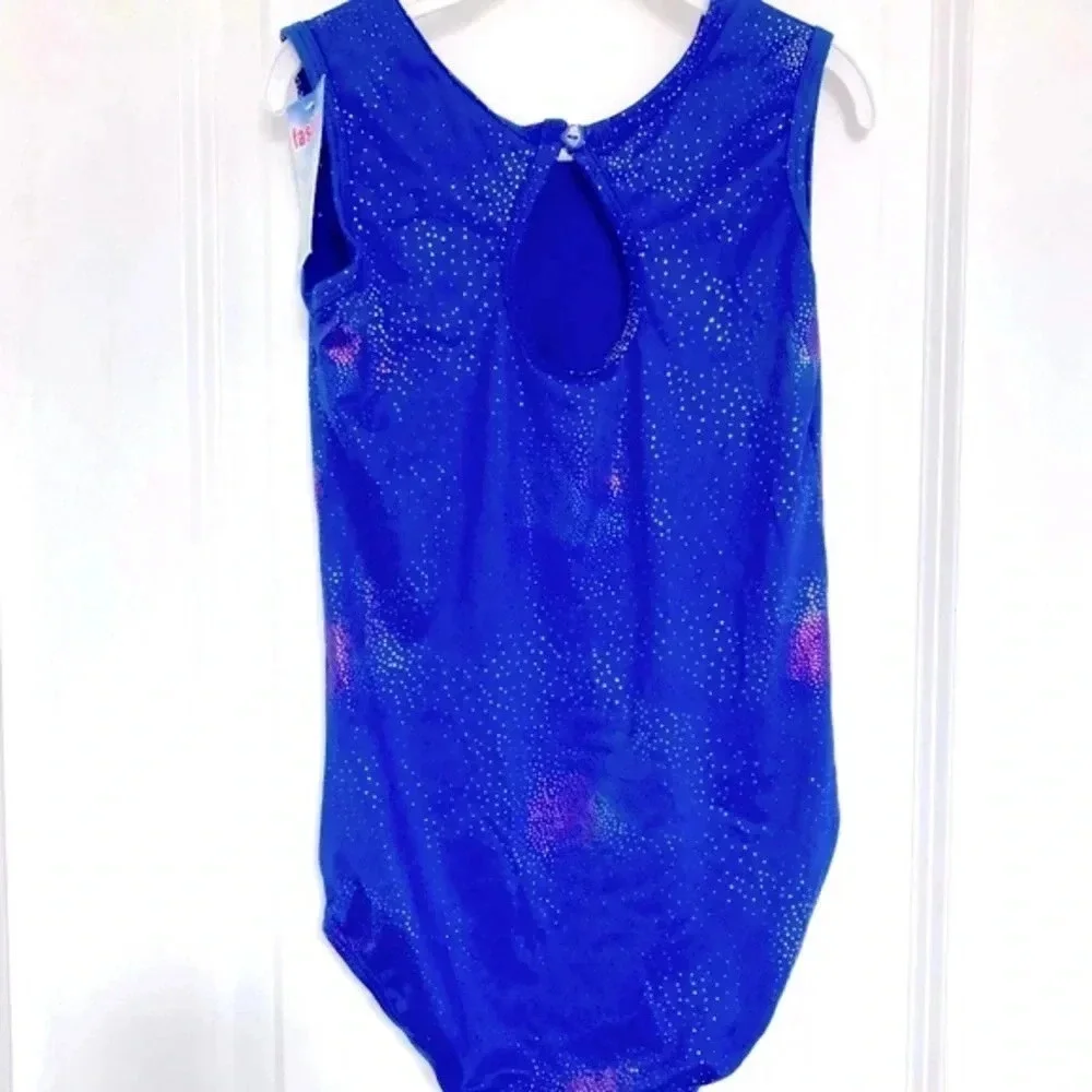 Girls Size 10 Sparkly Blue One Piece Swimsuit NWT Galaxy Print